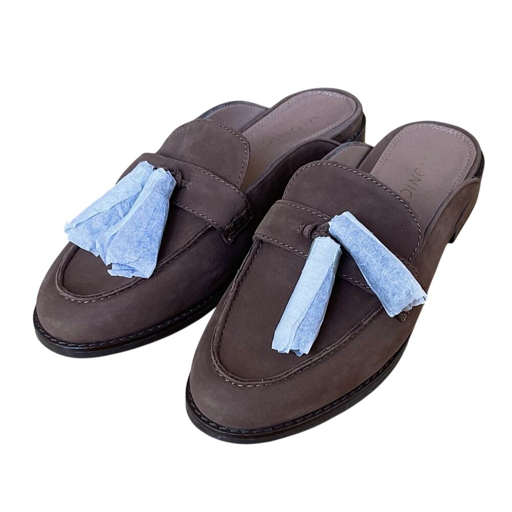 Vionic Reagan Nubuck Tan Tassel Mules 8